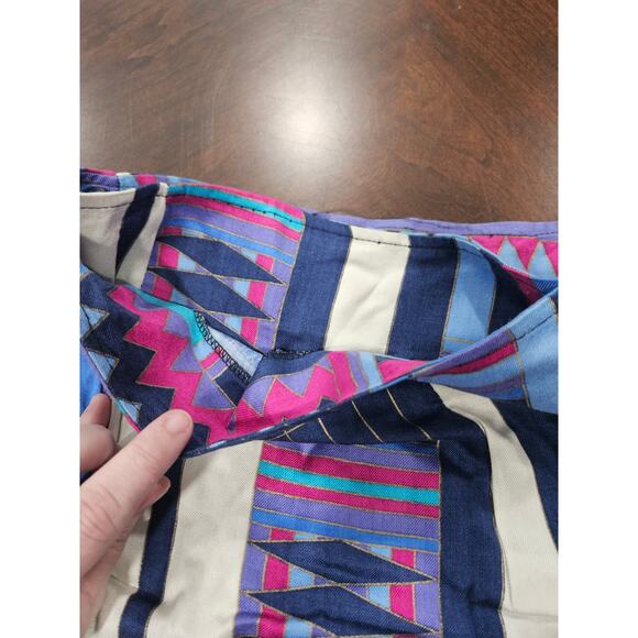 Vintage Puritan Forever Young Aztec Geometric Bold Print Wrap Midi Skirt Size M - Picture 3 of 8